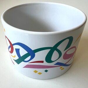 Vintage FTDA Confetti Ribbons Celebration Planter Pot Cachepot Taiwan